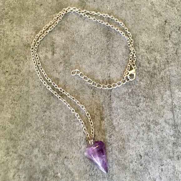 Natural Amethyst & silver toned alloy necklace - Picture 5 of 7